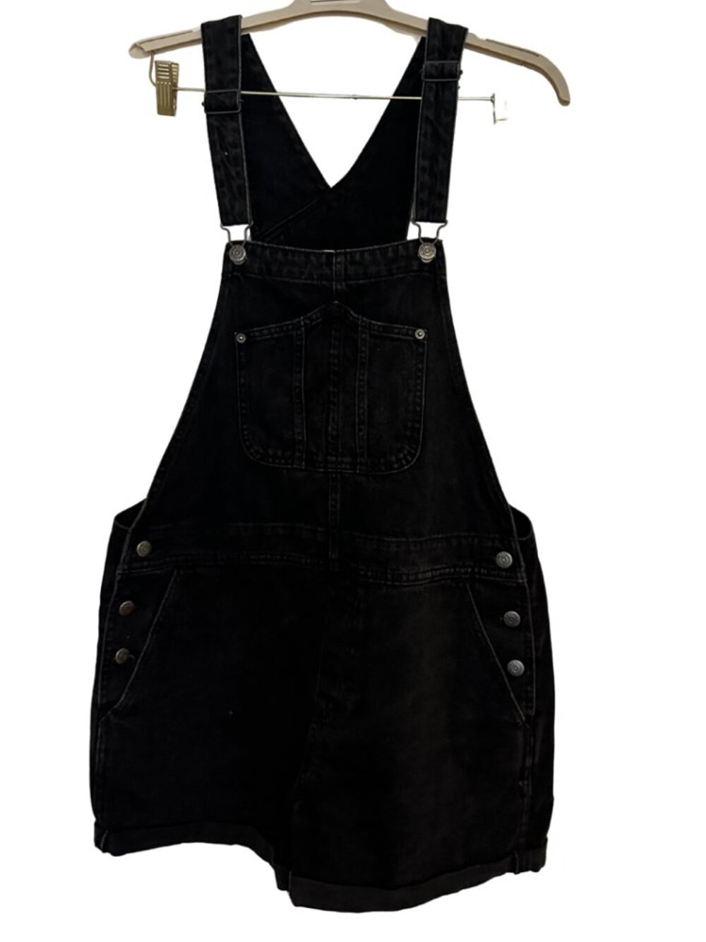 Old Navy Black Denim Overall Shorts Women's Large